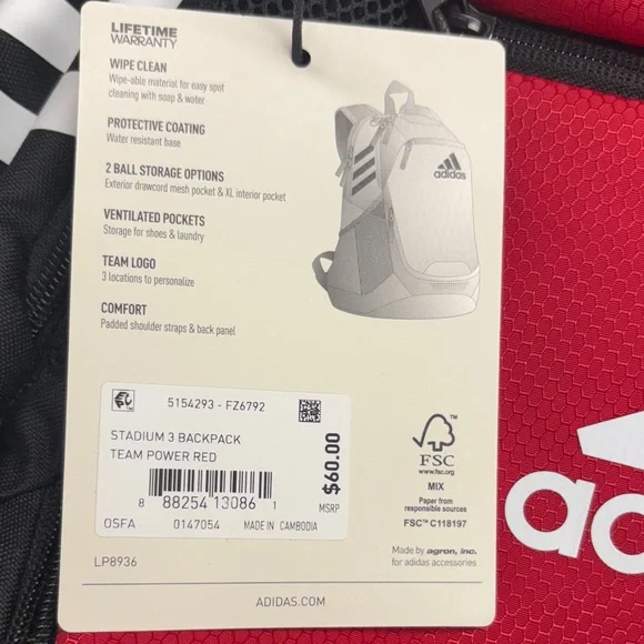 Adidas Men's Backpack in Red and Black - Picture 2 of 2